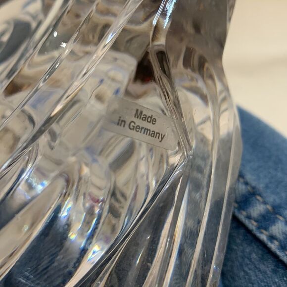 German Paper Weight Glass Spiral Swirl Candle Votive  Holder Lead Crystal Heavy - Picture 10 of 10